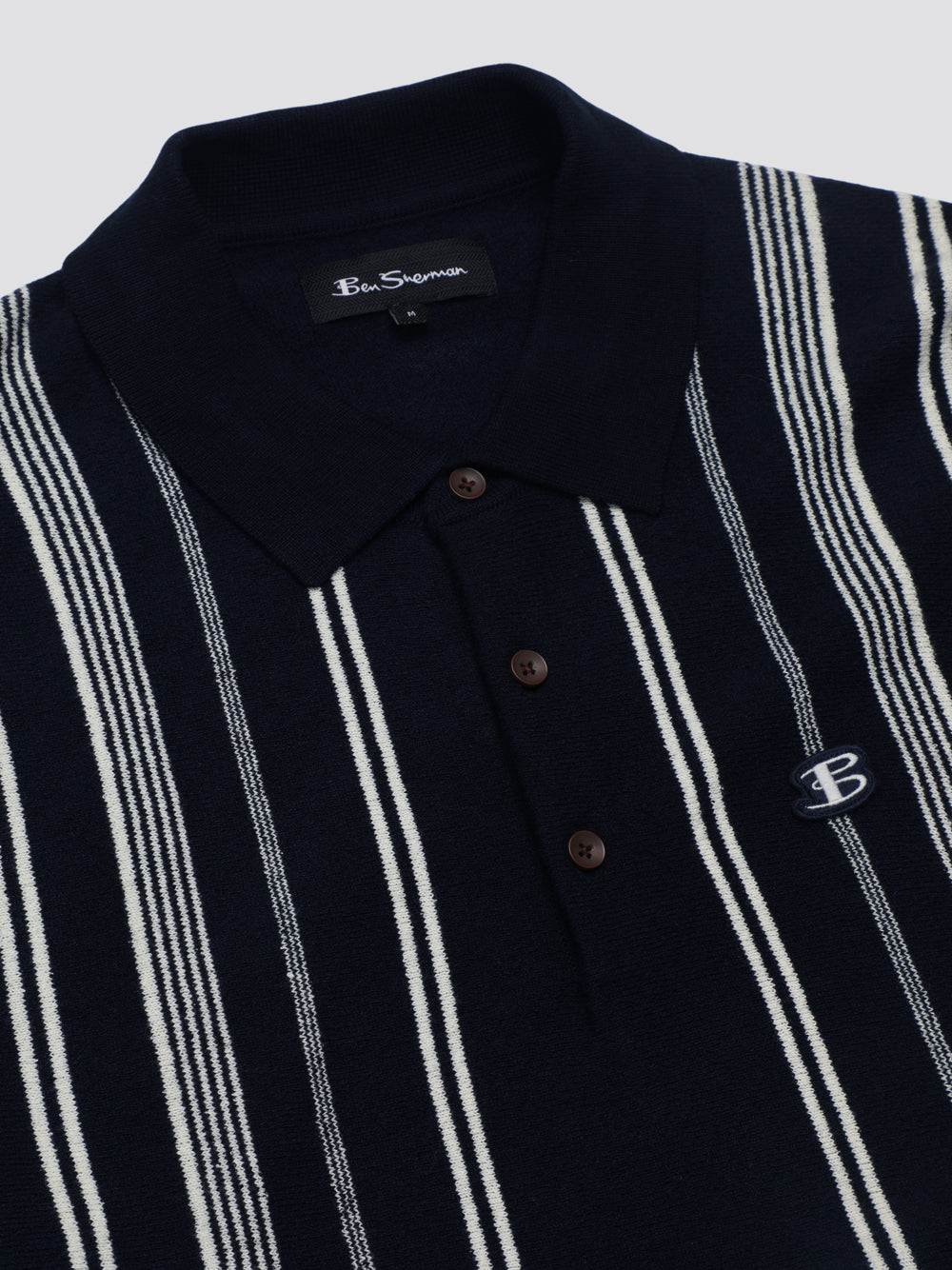 Knitwear Ben Sherman B by Ben Sherman Crinkle Cotton Stripe Polo Bleu Marine | KQM-77196097